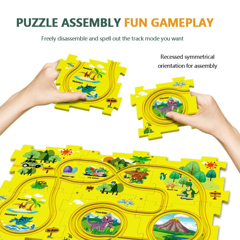🎁[Best Gift For Kid]🚗Children's Educational Puzzle Track Car Play Set