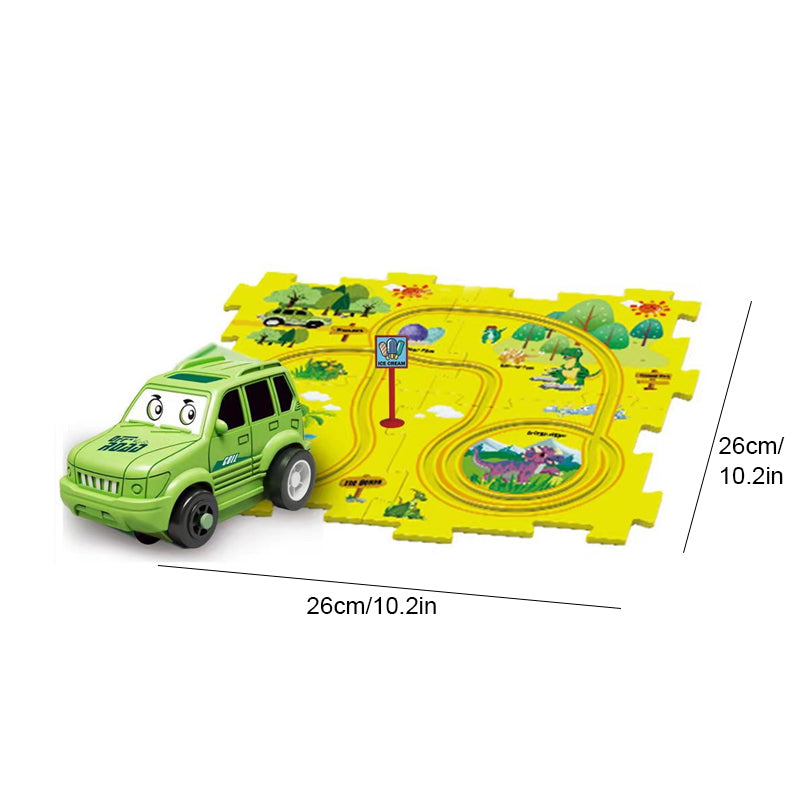 🎁[Best Gift For Kid]🚗Children's Educational Puzzle Track Car Play Set